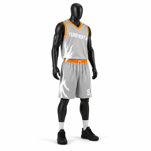 Ensemble de maillots de basket-ball personnalisés avec nom et numéro d'équipe, unisexe, sans manches, col en V, polyester sublimé, évacuation de l'humidité, respirant, athlétique - Product Image 2