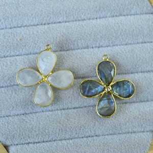 Pendentif fleur en labradorite |   Breloque en pierre précieuse en forme de poire facettée pour la fabrication de bijoux, à utiliser pour collier - Product Image 5