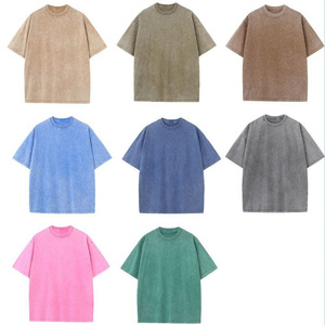 Camiseta Retro OEM 100% Algodón Grueso para Hombre, Talla Grande, Impresión DTG, Logotipo, Lavado Ácido, Estilo Vintage, Personalizada - Product Image 2