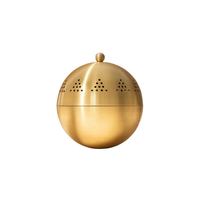 Brûleur d'encens rond en métal doré avec couvercle perforé, porte-parfum Oud arabe, décoration de luxe pour la maison, vente en gros Ramadan