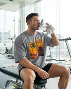 Heavy Weight 100% Cotton Oversized T-<b>Shirt</b> Men 220 Grams Shoulder Custom Printing Hip Hop Plus Size 100% Cotton Blank Boxy Men's - Product Image 3