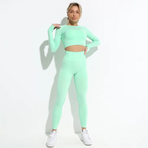 Conjunto de Yoga de Cintura Alta para Mujer, Efecto Push-Up, Alta Compresión, Diseño Sólido, Tallas Grandes, en Stock, al Mejor Precio - Product Image 4