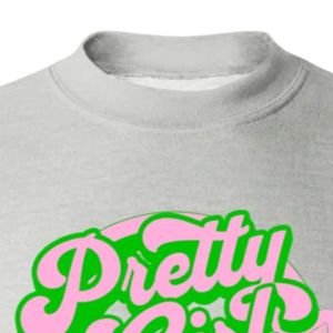 Sweat-shirt à col rond gris pour femme, motif 'Pretty Girl Vibes', manches longues, poignets côtelés, en polaire, décontracté, pour le quotidien et le style urbain - Product Image 4