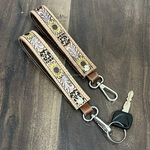 March Expo 2026 Porte-clés en cuir de vachette fait main style western avec dragonne personnalisée - Accessoire cadeau pour cowgirl - Product Image 4