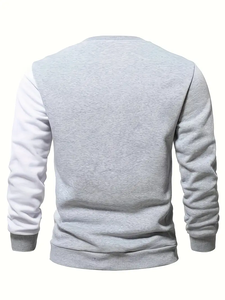 Sweat-shirt à col rond pour homme de qualité supérieure, à blocs de couleur, noir et blanc, à rayures verticales, en molleton de coton, streetwear, mode décontractée - Product Image 2