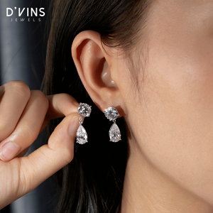 ดีวินส์ จิวเวลส์ต่างหูเพชรทรงลูกแพร์ 18k ทองคำแท้ รุ่น DJ 123 สี D แฟนซีไลท์ - Product Image 6