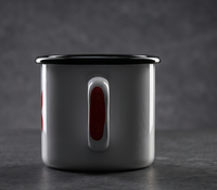 Mug en émail blanc avec impression graphique Croix Rouge audacieuse, tasse à café en métal, vente en gros, directement de l'usine, partenaire mondial, hub de distribution