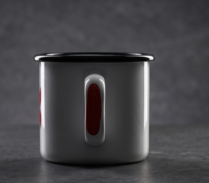 White Iron Enamel <b>Mug</b> Bold Red Cross Graphic Print Metal Coffee Cup Wholesale Direct Factory Partner Market Global Hub Source - Product Image 2