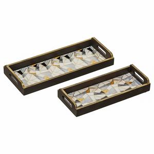 <b>Square</b> Shape High Quality Wooden Serving Trays With Handles For Breakfast in Bed Lunch Dinner Parties Retro Enamel Tea Tray - Product Image 4