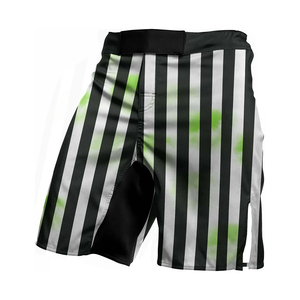 Pantalones Cortos de MMA para Deportes de Contacto, Entrenamiento de Artes Marciales, con Líneas Blancas y Negras, Elásticos, Transpirables, Ligeros, de Tela de Poliéster - Product Image 4