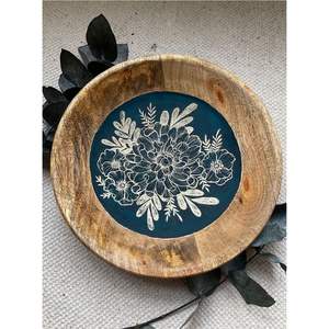 Plateau de service en bois émaillé personnalisé avec incrustation florale pour hôtels et traiteurs - Product Image 6