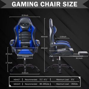 Sedia da Gaming Ergonomica in Pelle PU con Altezza Regolabile e Ruote per Casa, Ufficio o Videogiochi - Product Image 3