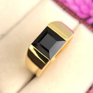 Black Onyx Signet <b>Ring</b> 925 Sterling Silver 14K Gold Plated Engagement <b>Ring</b> <b>For</b> <b>Men</b> Square Black Gemstone Jewelry - Product Image 3