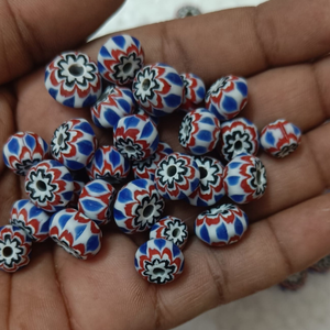 Perles de verre colorées faites à la main, motif floral rond, perles en vrac pour bracelet, collier, bijoux DIY - Product Image 4