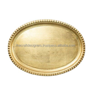 Bandejas Decorativas de Lujo, Forma Ovalada, Diseño de Borde Personalizado, Bandeja para Servir Alimentos, Bandejas de Latón para Decoración de Bodas y Restaurantes Comerciales - Product Image 1