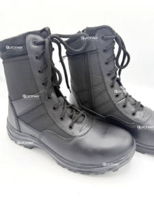 Bottes de travail tactiques en cuir noir pour hommes, 8 pouces, légères, durables, bottes de sécurité pour l'extérieur - Product Image 3