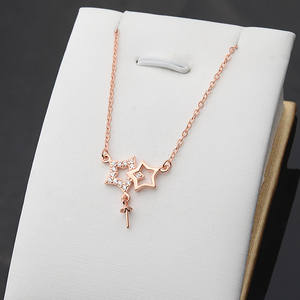 Collar con Colgante de Plata S925 para Mujer, Accesorios DIY, Pentagrama Doble, Colgante de Estrella Simple, Cadena con 340 Perlas, Moda - Product Image 1