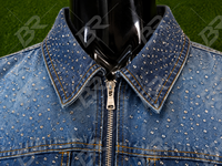 Ensemble veste bomber en jean bleu délavé, style vintage, effet usé, zippé, court, sans manches, uni, pour automne-hiver, vêtement d'extérieur décontracté, streetwear