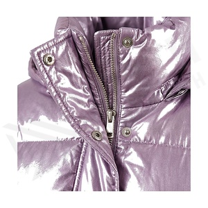 Hooded Quilted Waterproof <b>Bubble</b> Jacket Black Full Sleeve Winter Windproof Cotton Shell Knitted Fabric Polyester Filling Stand - Product Image 4