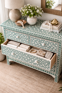 Bone Inlay Sideboard <b>Chest</b> of Drawers Handmade Wooden <b>Storage</b> Dresser for Living Room Home Decor - Product Image 3