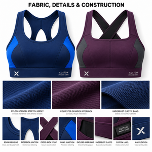 Soutiens-gorge de sport pour femmes - Bleu marine Bourgogne - Fabricant de vêtements de sport et d'extérieur - Haut de compression pour tenue active - Product Image 4