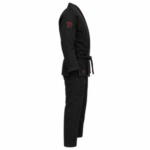Kimono Negro de BJJ para Hombre, Ropa de Artes Marciales, 100% Algodón, Ligero, de Secado Rápido, Duradero, Corte Regular, Talla Adulto, con Detalle de Logotipo Rojo - Product Image 3