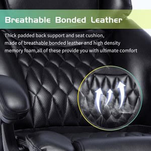 High Back Executive Office Chair with Massage & Reclining Feature Home Computer Desk Chair Featuring Lumbar Cushion Footrest - Product Image 5