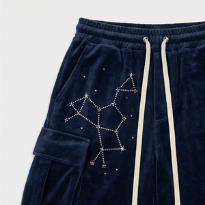 Shorts Cargo Unisex de Terciopelo con Estrella de Diamantes de Imitación, Ropa Urbana de Lujo, Moda de Verano, Secado Rápido, Ecológicos, Maluza Industries - Product Image 2