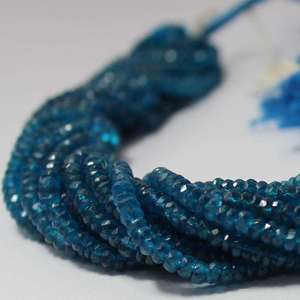 Perles Rondelles Facettées en Apatite Bleue Naturelle de 4 mm, Fil de Perles pour la Fabrication de Bijoux, Colliers, Bracelets, Certifiées IGI, Vente en Gros en Ligne - Product Image 3