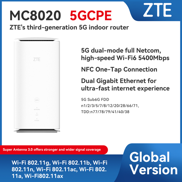 Unlocked ZTE MC8020 5G CPE WIFI Router Wireless Router High Quality Indoor WiFi 3.8Gb ZTE 5G CPE 3 Pro MC8020 5G