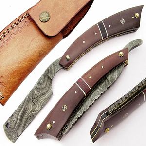 Couteau de poche en acier Damas fait main de haute qualité avec étui en cuir, cadeau idéal pour le camping, pour papa, OEM et ODM pris en charge - Product Image 1