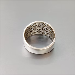 Solid 925 <b>Silver</b> <b>Plain</b> Vintage Craftsmanship Openwork <b>Ring</b> Women Casual Wear Stackable Eternity Band - Product Image 4