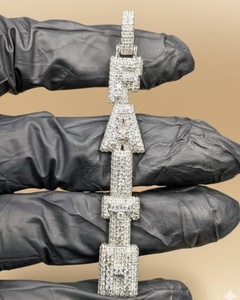 Colgante de Letra Personalizado Iced Out de Plata de Ley 925 con Moissanita VVS, Estilo Hip Hop, Colgante Vertical Iced Out, Dijes - Product Image 1