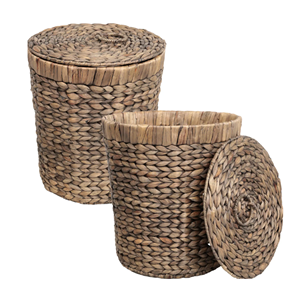 Decorative Woven Waste <b>Paper</b> Basket With Lid, Water Hyacinth Trash <b>Bin</b> for Office & Home Natural Boho Wastebasket From Vienam - Product Image 4