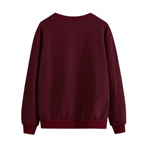 เสื้อสเวตเชิ้ตคอตตอนสีเบอร์กันดี ทรงโอเนค ใส่ได้ทั้งชายและหญิง ทรงปกติ สวมใส่สบาย ผ้าถัก สีพื้น สำหรับฤดูใบไม้ร่วง ปี 2027 - Product Image 1