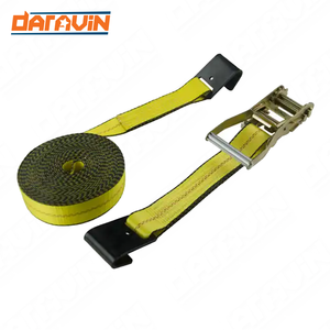 Sangles d'arrimage à cliquet jaunes pour camions, sangles personnalisées de haute qualité du Vietnam avec crochet plat pour treuil - Product Image 2