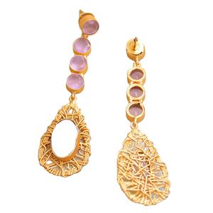 Boucles d'oreilles pendantes en laiton naturel, perles de qualité supérieure, pierres organiques, laiton plaqué rhodium, hypoallergéniques, port sécurisé, parfaites - Product Image 3