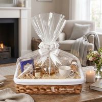 Panier cadeau rectangulaire en osier, panier de service de luxe en osier avec doublure en tissu blanc amovible pour cadeaux de Noël et kits de spa