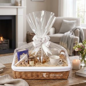 Cesta de Regalo Rectangular de Mimbre, Cesta de Mimbre de Lujo con Forro de Tela Blanca Extraíble para Regalos de Navidad y Kits de Spa - Product Image 3
