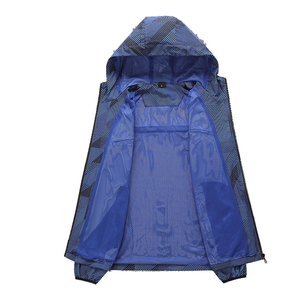 Veste à capuche pour homme à imprimé géométrique, coupe-vent, zippée, style sportif et décontracté - Product Image 5