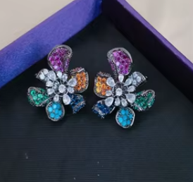 ต่างหูเพชรซิคอนชุบเงินคุณภาพพรีเมียมสวยงามระยิบระยับ - เครื่องประดับของขวัญสุดอินเทรนด์สำหรับผู้หญิงและเด็กผู้หญิงสำหรับงานปาร์ตี้ - Product Image 2