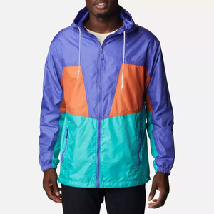 <b>Men's</b> Color Block Hooded Windproof <b>Jacket</b> <b>Lightweight</b> Zip-Up Casual Spring Outdoor Coat Purple Orange Teal - Product Image 1