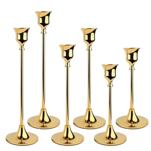 ชุดเชิงเทียนทองเหลือง 6 ชิ้น ทรงสูง สวยงาม ตกแต่งบ้าน งานแต่งงาน ของประดับโต๊ะกลาง ทนทาน ทำจากโลหะ - Product Image 5