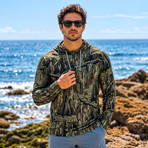 Sudadera con capucha de pesca ligera de nailon y spandex para hombre, sudadera con capucha para protección solar, camisa con capucha para pesca. - Product Image 4