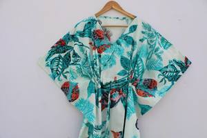 Vestido Kaftán de Verano para Mujer, Informal, de Algodón, sin Mangas, con Estampado Floral Tropical Digital, para la Playa, Estilo Islas del Pacífico Asiático - Product Image 2