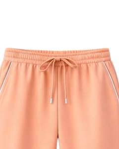 Ensemble de survêtement pour femme personnalisé couleur pêche, veste zippée et pantalon de jogging, tenue de sport décontractée deux pièces avec bordure contrastante blanche - Product Image 6