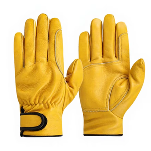 Premium Durable Anti-Slip Goatskin Yellow <b>Driver</b> <b>Gloves</b> Elastic Wristlet Adjustable Strap Lightweight Flexible Soft Leather - Product Image 6