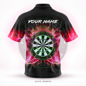 Vêtements de sport d'équipe personnalisés, maillots de fléchettes, uniformes d'équipe de bowling et de fléchettes, chemises personnalisées avec logo imprimé par transfert thermique - Product Image 4