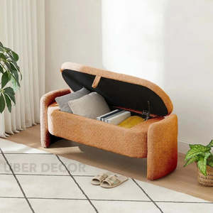 Nahla Contemporary Minimalist Lift Top Organisateur de banc de rangement pour le salon, l'entrée et la chambre à coucher - Product Image 4