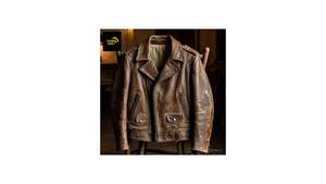 Veste en cuir de vache matelassée écologique de haute qualité, style vintage, doublure en polyester, boutons, fermeture éclair, pour homme - Product Image 5